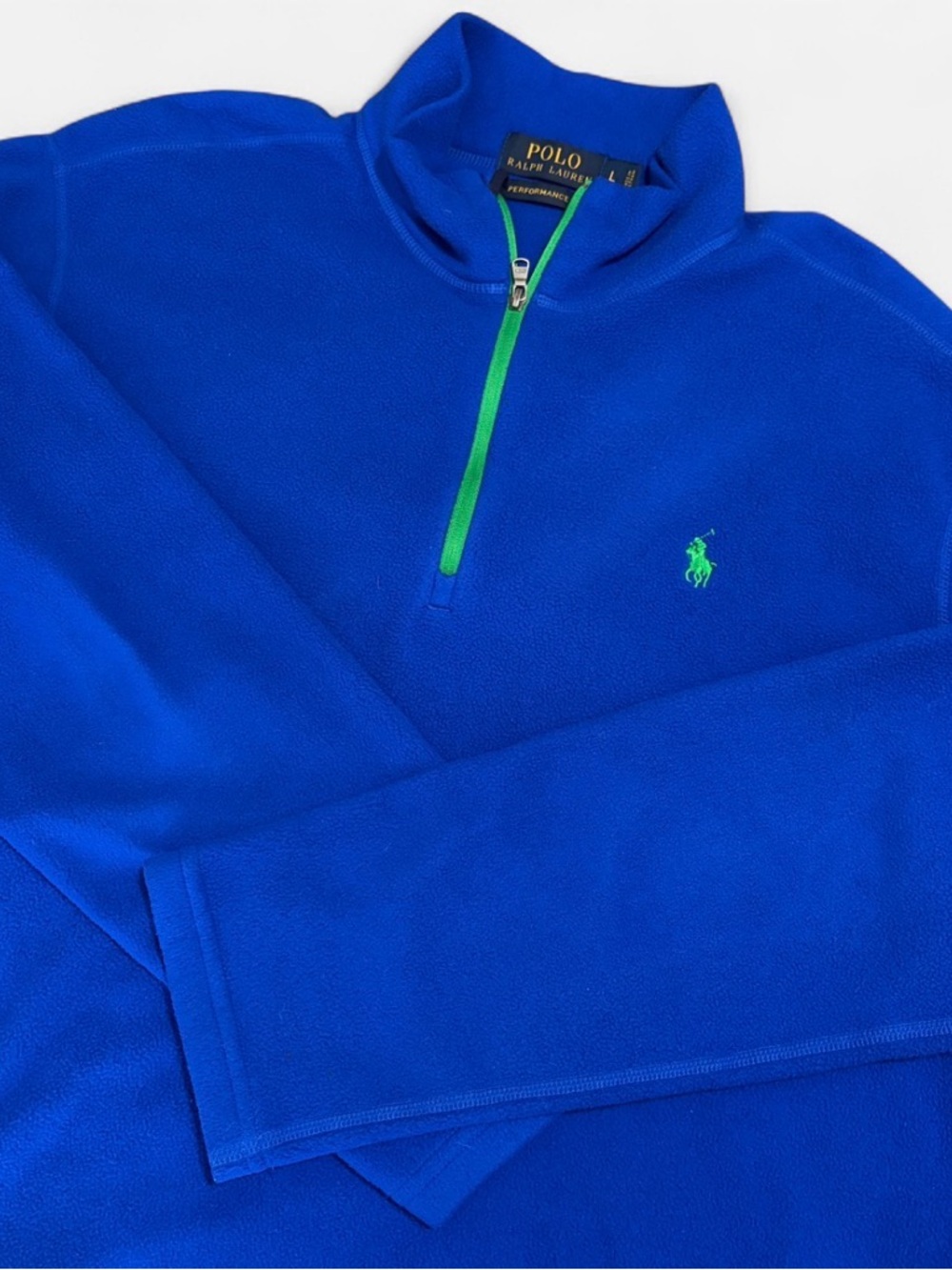 Polo Ralph Lauren Men’s Large Blue Fleece Quarter Zip Sweatshirt Logo